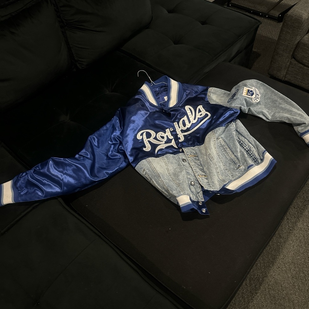 Kansas city royals custom made denim and bomber jacket stitch together
